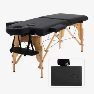 Table de massage pliable noire avec appui-tête et sac de transport – idéale pour soins esthétiques, hijama et massage thérapeutique