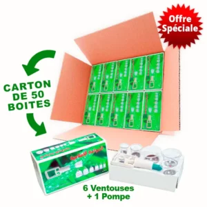 Caerton de 50 Boites de 6 vantouses hijama- avec pompe cupping therapy pour douleur, circulation sanguine, détoxification