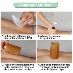 Set de 6 ventouses hijama en bambou naturel – cupping therapy traditionnel – massage anti-douleur et détox