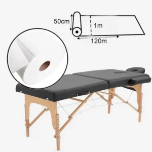Rouleau Papier de Table de Massage 2 Plis – 50 cm x 100 m – Perforé, Ultra Doux, Usage Médical ou Esthétique