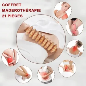 coffret maderothérapie en bois 21 pièces pour massage anti-cellulite et drainage lymphatique